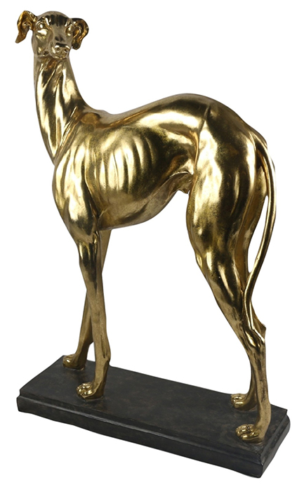 Resin Dog Statue With Gold Finish